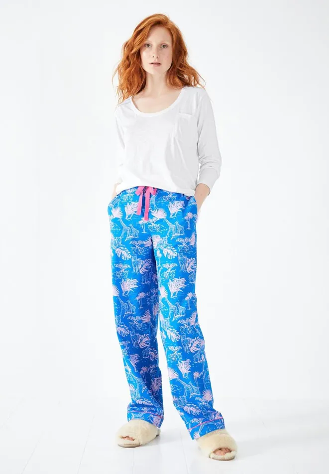 Hush Pyjamas and Nightwear Women Isla Printed Cotton PJ Trousers Savanna Sunset Bluepink Hush Pyjamas and Nightwear Women Isla Printed Cotton PJ Trousers Savanna Sunset Bluepink
