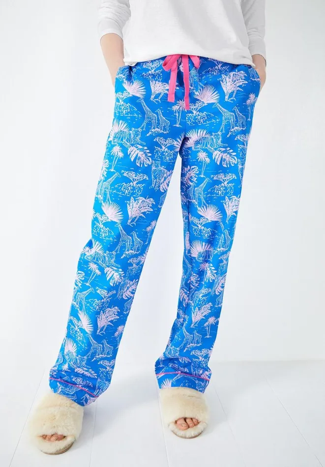 Hush Pyjamas and Nightwear Women Isla Printed Cotton PJ Trousers Savanna Sunset Bluepink Hush Pyjamas and Nightwear Women Isla Printed Cotton PJ Trousers Savanna Sunset Bluepink