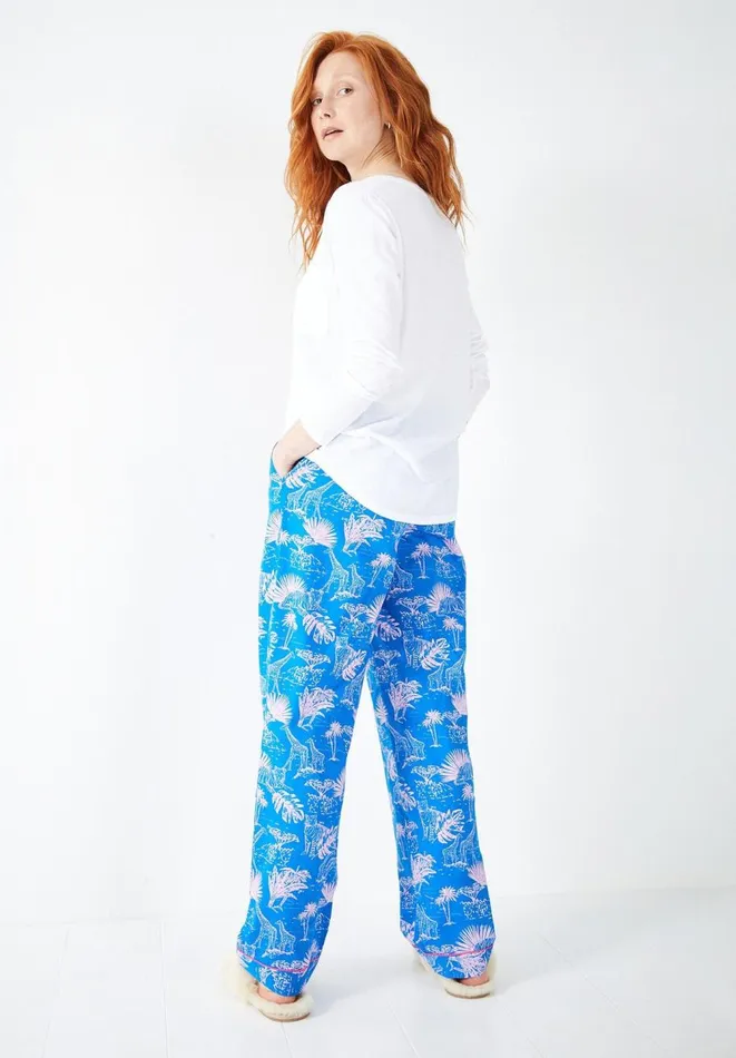 Hush Pyjamas and Nightwear Women Isla Printed Cotton PJ Trousers Savanna Sunset Bluepink Hush Pyjamas and Nightwear Women Isla Printed Cotton PJ Trousers Savanna Sunset Bluepink