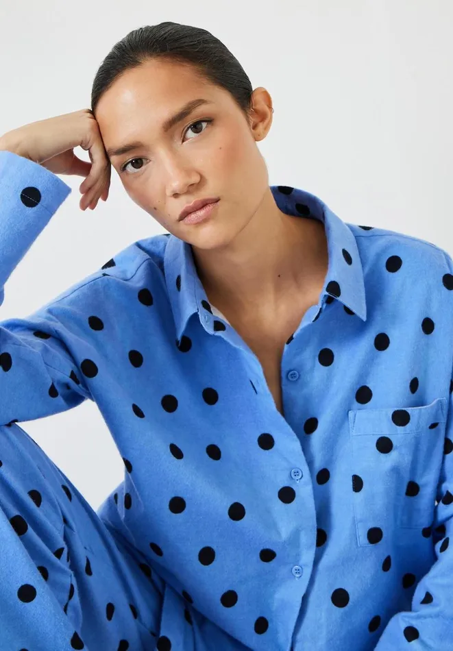 Hush Pyjamas and Nightwear Women Sadie Cotton Flannel Pyjamas Random Polka Dot Blue Hush Pyjamas and Nightwear Women Sadie Cotton Flannel Pyjamas Random Polka Dot Blue