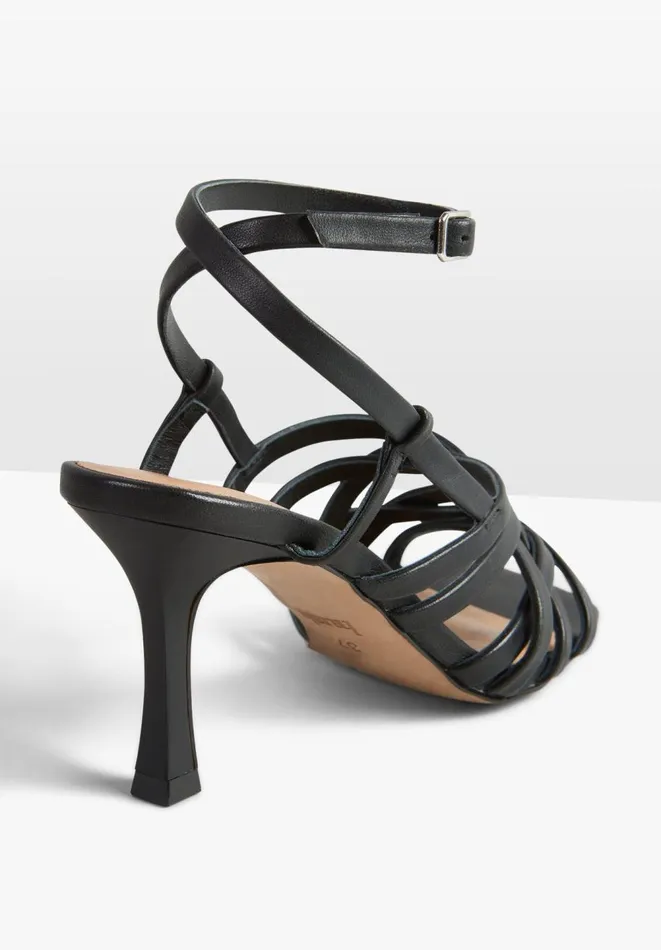 Hush Sandals Women Gisele Strappy Leather Stiletto Black Hush Sandals Women Gisele Strappy Leather Stiletto Black