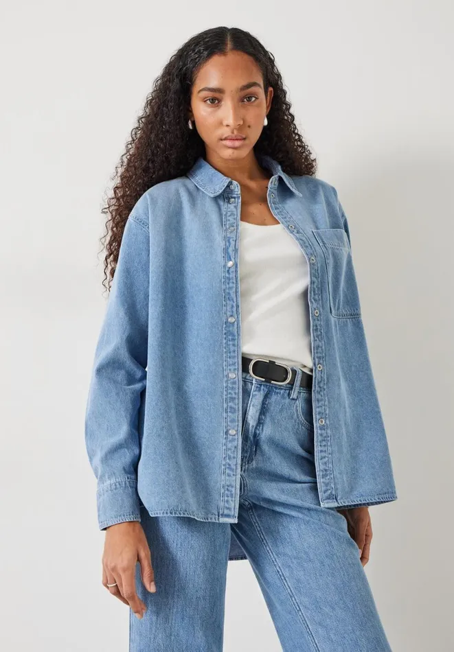 Hush Shirts and Blouses Women Daina Relaxed Denim Shirt Light Authentic Blue Hush Shirts and Blouses Women Daina Relaxed Denim Shirt Light Authentic Blue