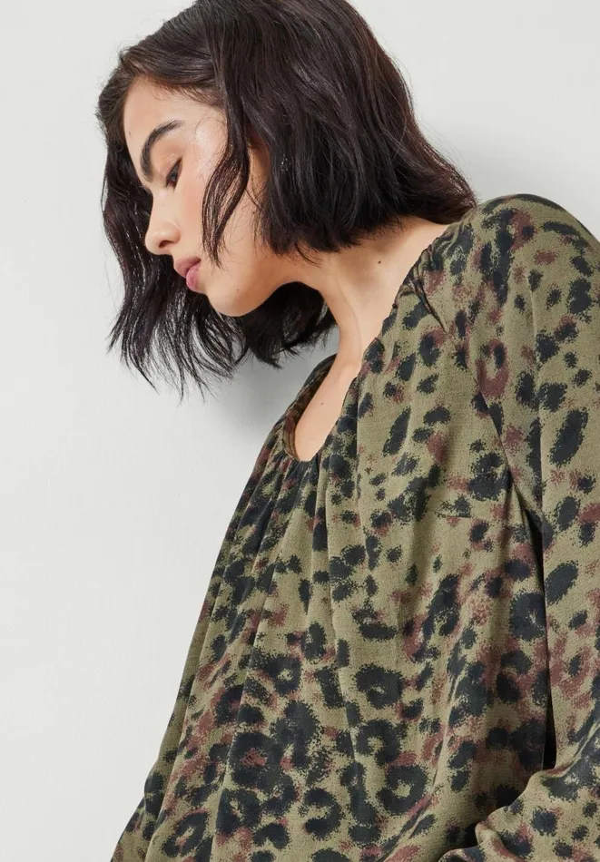 Hush Shirts and Blouses Women Elise VNeck Printed Blouse Khaki Animal Hush Shirts and Blouses Women Elise VNeck Printed Blouse Khaki Animal