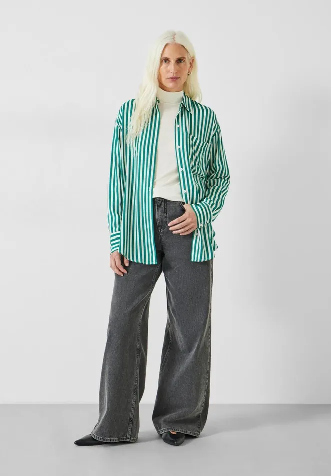 Hush Shirts and Blouses Women Emely Oversized Stripe Fluid Shirt Stripe Green Hush Shirts and Blouses Women Emely Oversized Stripe Fluid Shirt Stripe Green