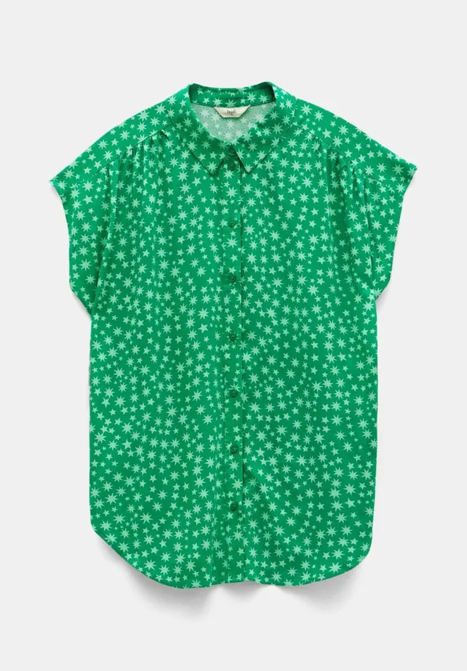 Hush Shirts and Blouses Women Selena Short Sleeve Shirt Multi Star Green Hush Shirts and Blouses Women Selena Short Sleeve Shirt Multi Star Green