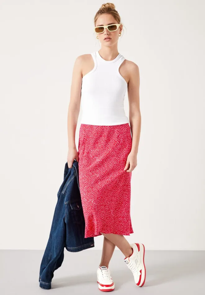 Hush Skirts Women Ayana Knee Length Skirt Mini Mark Red