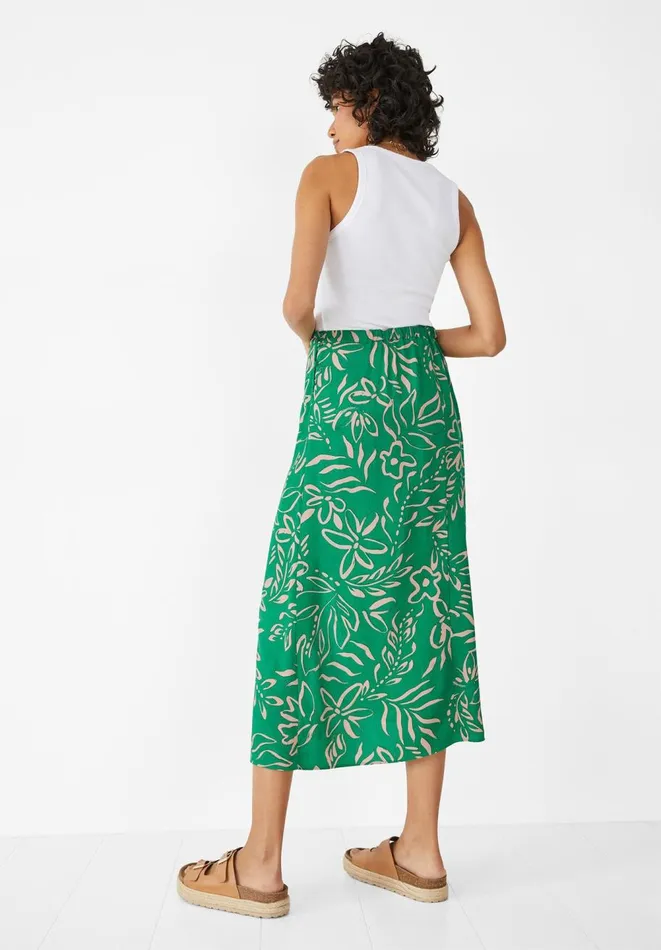 Hush Skirts Women Brea Midi Skirt Painted Tropical Flower Green Hush Skirts Women Brea Midi Skirt Painted Tropical Flower Green