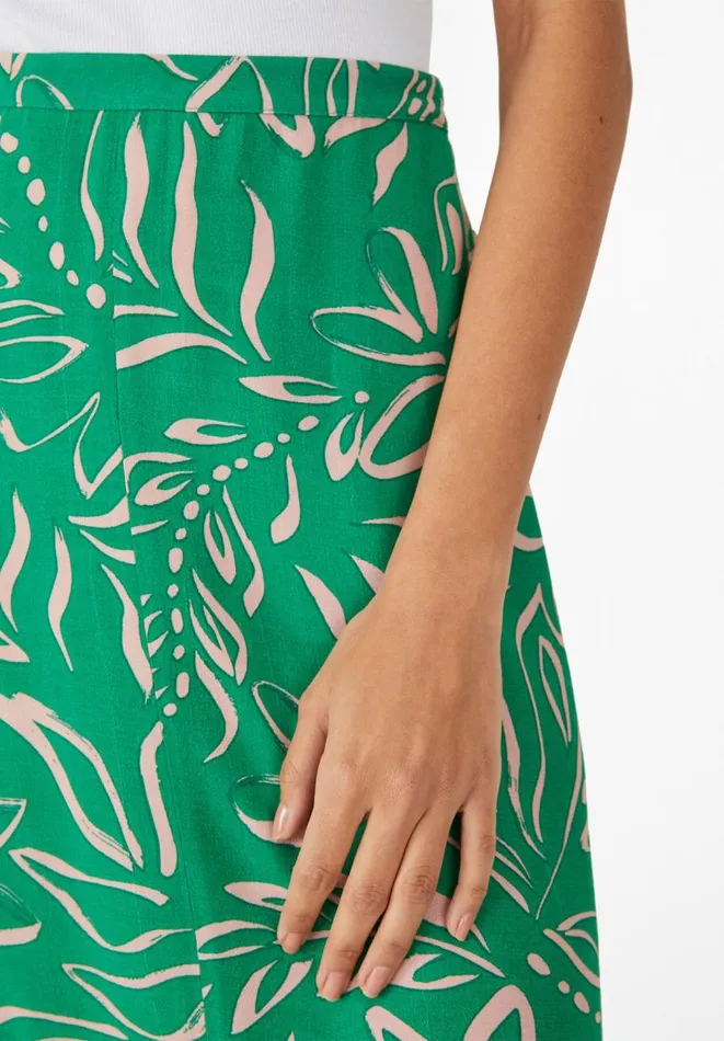 Hush Skirts Women Brea Midi Skirt Painted Tropical Flower Green Hush Skirts Women Brea Midi Skirt Painted Tropical Flower Green