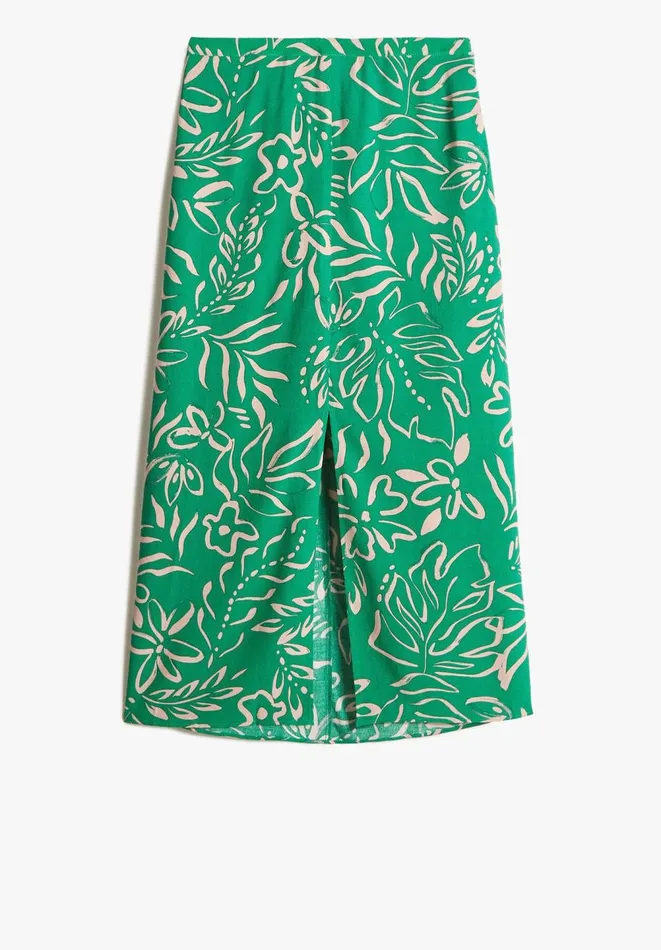 Hush Skirts Women Brea Midi Skirt Painted Tropical Flower Green Hush Skirts Women Brea Midi Skirt Painted Tropical Flower Green