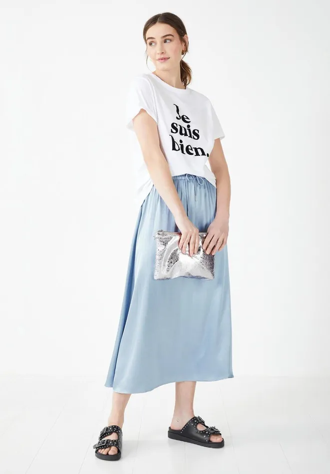Hush Skirts Women Hope Tie Waist Skirt Dove Blue Hush Skirts Women Hope Tie Waist Skirt Dove Blue