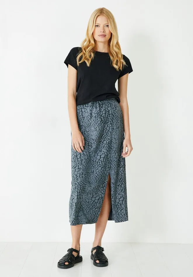 Hush Skirts Women Jay Jersey Midi Skirt Ombre Leopard Grey