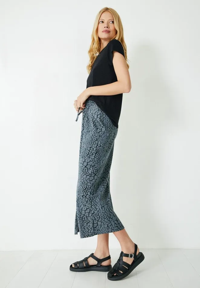 Hush Skirts Women Jay Jersey Midi Skirt Ombre Leopard Grey