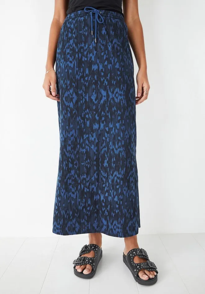 Hush Skirts Women Jorja Jersey Cotton Maxi Skirt Ikat Blue Hush Skirts Women Jorja Jersey Cotton Maxi Skirt Ikat Blue