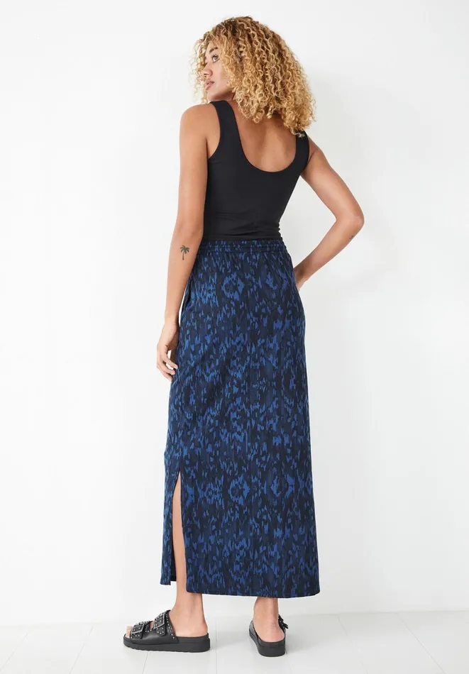 Hush Skirts Women Jorja Jersey Cotton Maxi Skirt Ikat Blue Hush Skirts Women Jorja Jersey Cotton Maxi Skirt Ikat Blue