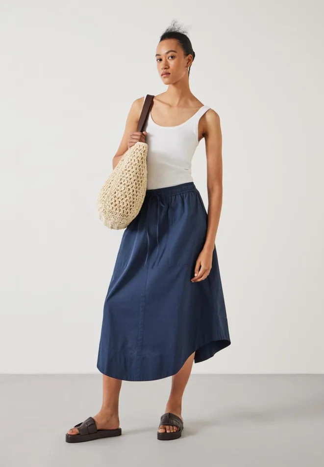 Hush Skirts Women Kelly Curved Midi Skirt Midnight Navy