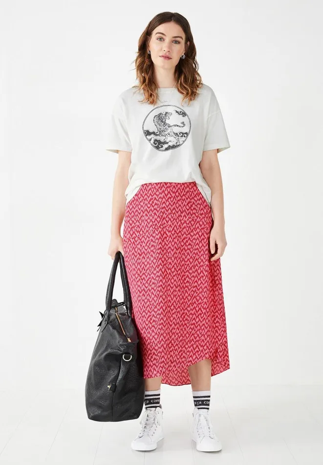 Hush Skirts Women Layered Midi Skirt Zig Zag Pinkred Hush Skirts Women Layered Midi Skirt Zig Zag Pinkred