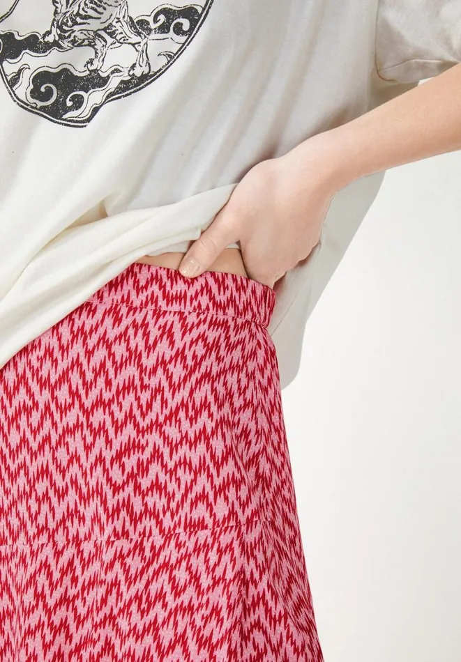 Hush Skirts Women Layered Midi Skirt Zig Zag Pinkred Hush Skirts Women Layered Midi Skirt Zig Zag Pinkred