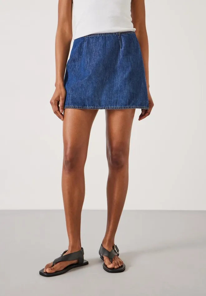 Hush Skirts Women Madeline Denim Mini Skort Mid Authentic Wash Hush Skirts Women Madeline Denim Mini Skort Mid Authentic Wash