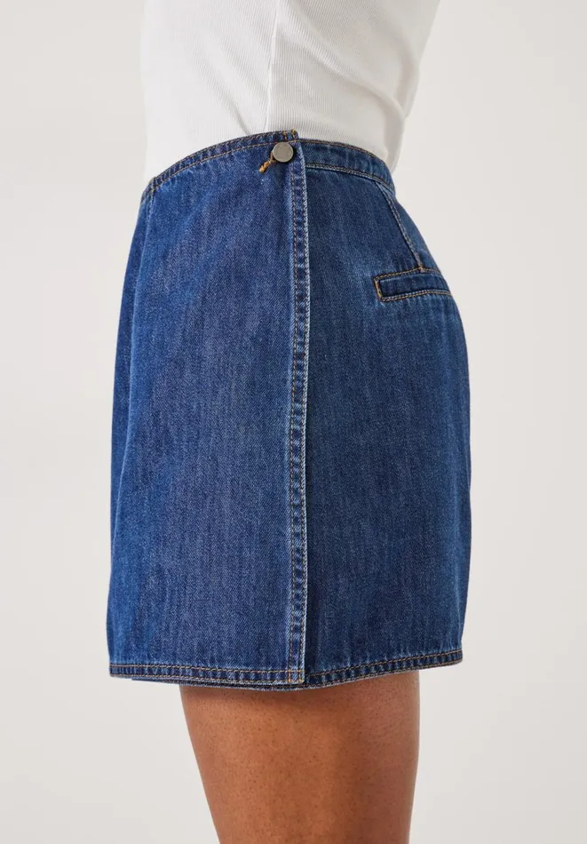 Hush Skirts Women Madeline Denim Mini Skort Mid Authentic Wash Hush Skirts Women Madeline Denim Mini Skort Mid Authentic Wash