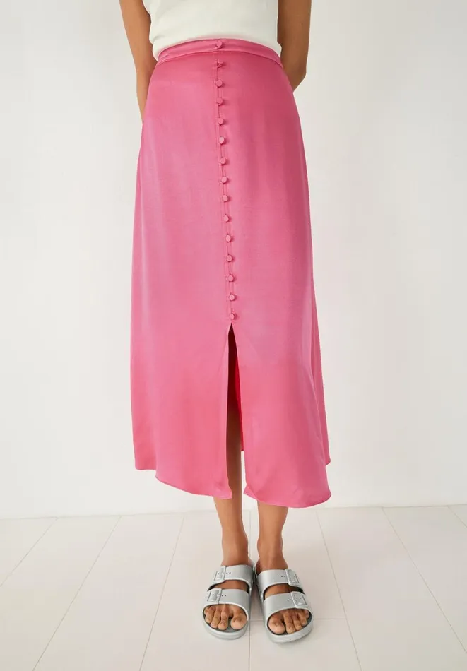 Hush Skirts Women Marisa Satin Midi Skirt Bright Pink Hush Skirts Women Marisa Satin Midi Skirt Bright Pink