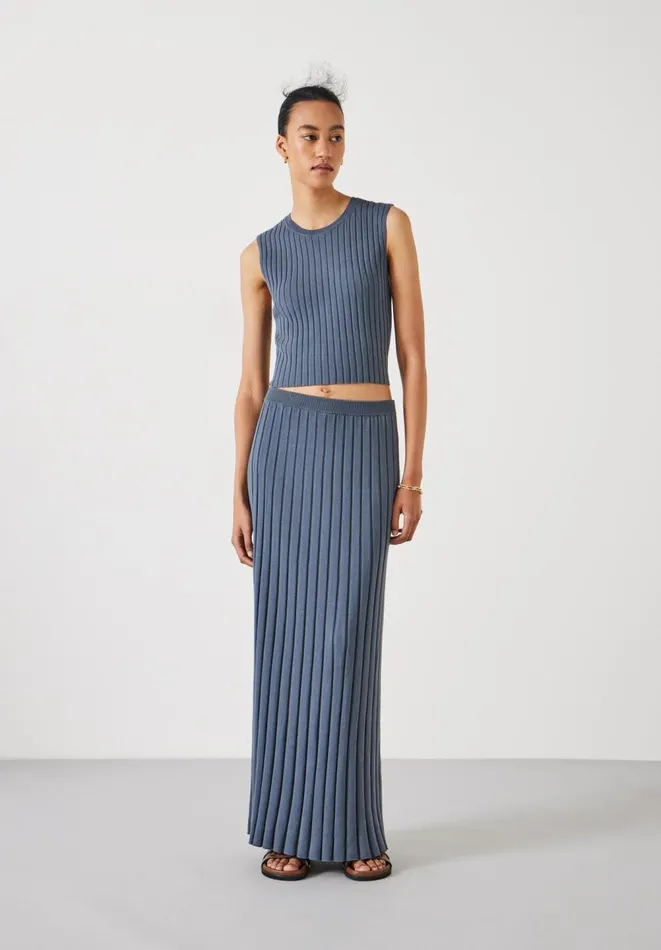 Hush Skirts Women Mazey Rib Knitted Maxi Skirt Slate Grey