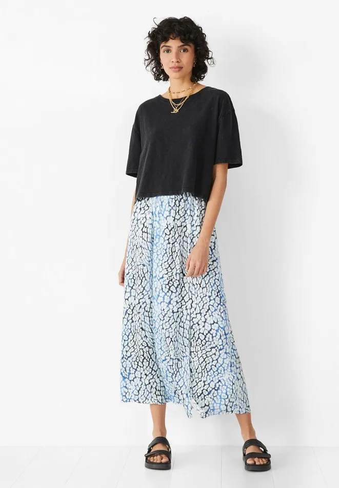 Hush Skirts Women Nichole Satin Skirt Ombre Leopard Blue