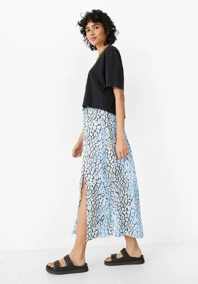 Hush Skirts Women Nichole Satin Skirt Ombre Leopard Blue Hush Skirts Women Nichole Satin Skirt Ombre Leopard Blue