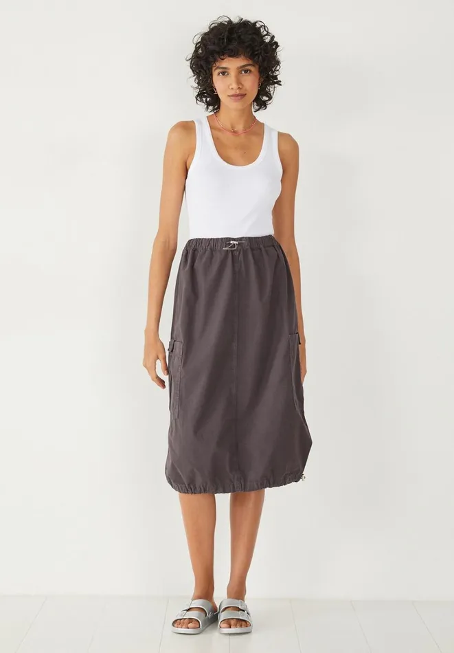 Hush Skirts Women Raquel Midi Cargo Skirt Washed Black