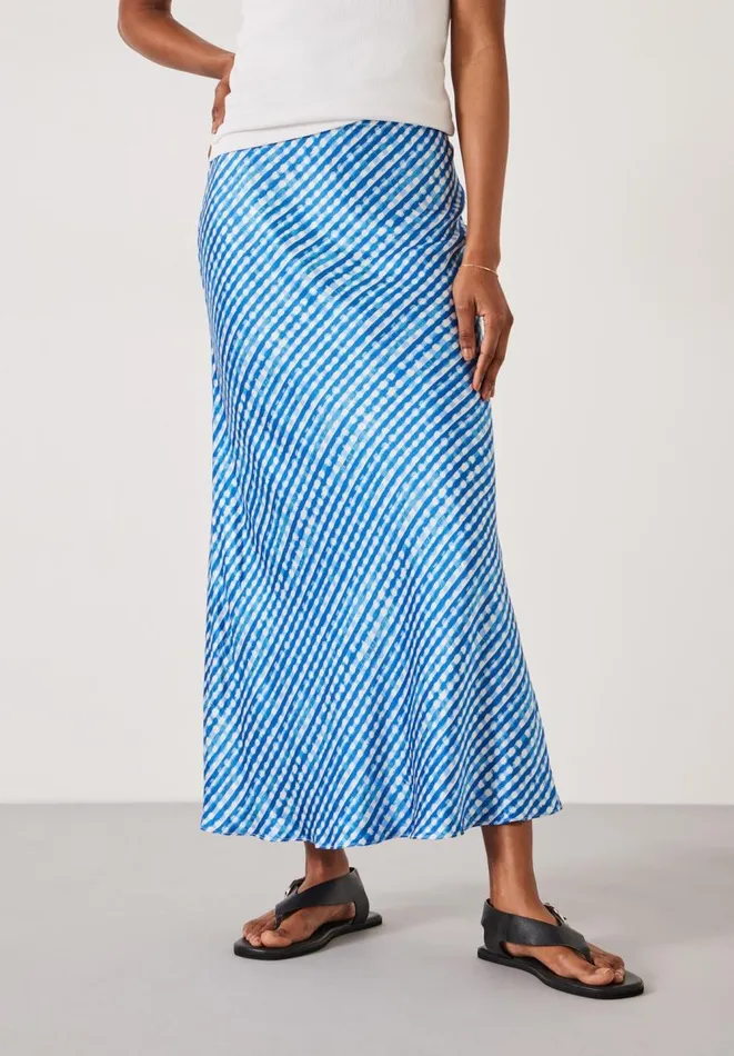 Hush Skirts Women Simone Slinky Midi Skirt Watercolour Gingham Dark Blue Hush Skirts Women Simone Slinky Midi Skirt Watercolour Gingham Dark Blue
