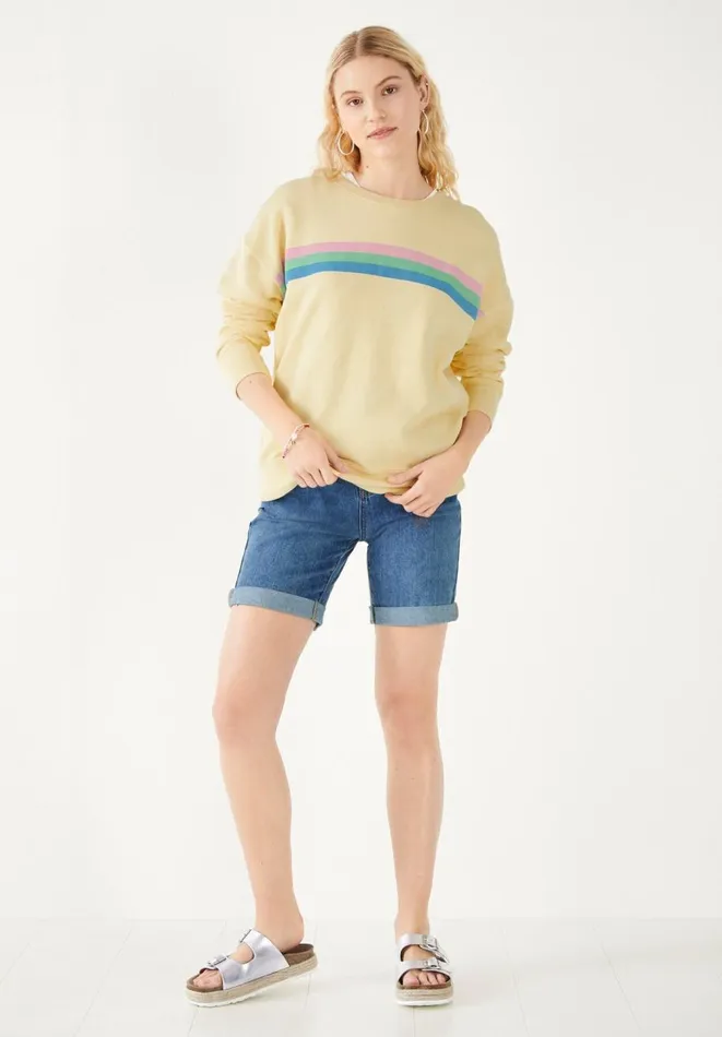 Hush Sweatshirts and Hoodies Women Aurora Stripe Relaxed Sweatshirt Yellow Multi Hush Sweatshirts and Hoodies Women Aurora Stripe Relaxed Sweatshirt Yellow Multi