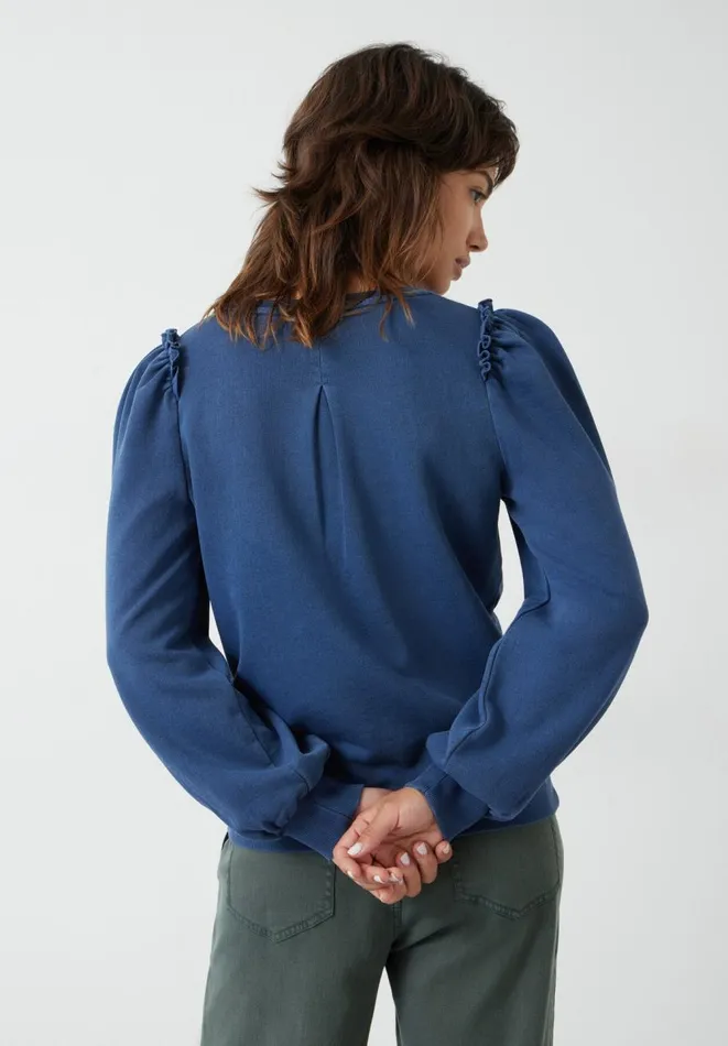 Hush Sweatshirts and Hoodies Women Emilia Cotton Ruffle Sweatshirt Navy Hush Sweatshirts and Hoodies Women Emilia Cotton Ruffle Sweatshirt Navy