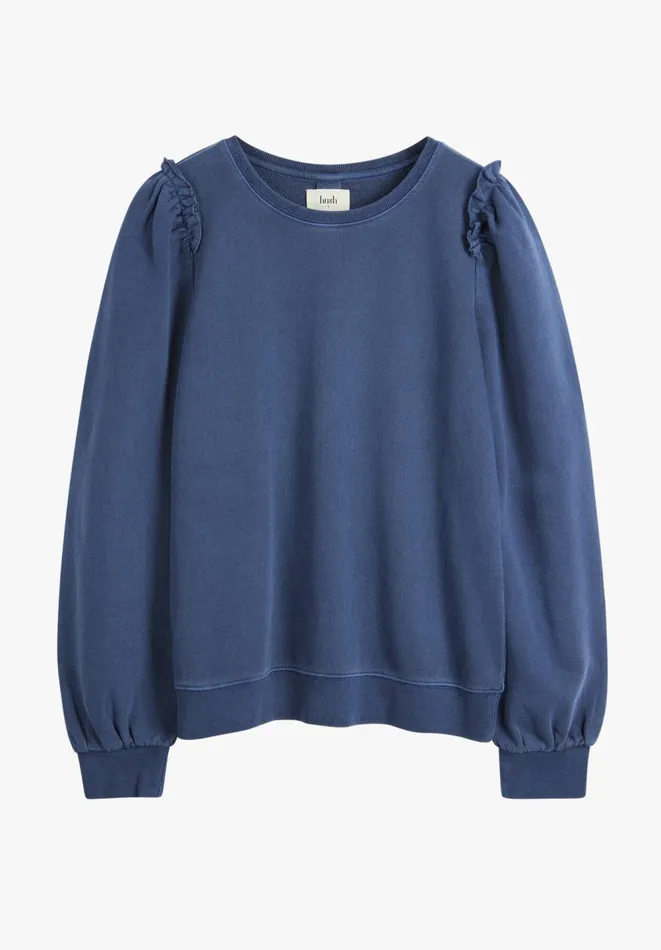 Hush Sweatshirts and Hoodies Women Emilia Cotton Ruffle Sweatshirt Navy Hush Sweatshirts and Hoodies Women Emilia Cotton Ruffle Sweatshirt Navy