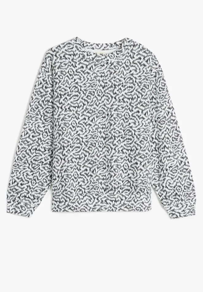 Hush Sweatshirts and Hoodies Women Estelle Cotton Printed Sweatshirt Abstract Ikat Blackwhite Hush Sweatshirts and Hoodies Women Estelle Cotton Printed Sweatshirt Abstract Ikat Blackwhite