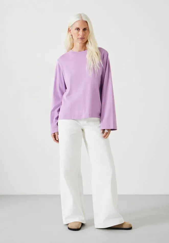 Hush Sweatshirts and Hoodies Women Kai Cotton Column Sleeve Top Mid Lilac Hush Sweatshirts and Hoodies Women Kai Cotton Column Sleeve Top Mid Lilac
