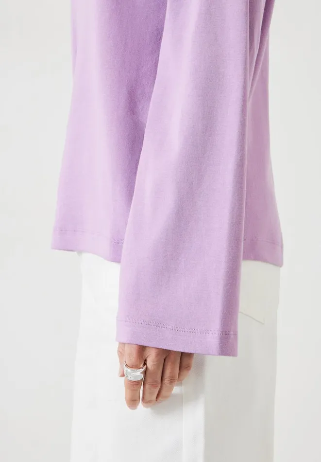 Hush Sweatshirts and Hoodies Women Kai Cotton Column Sleeve Top Mid Lilac Hush Sweatshirts and Hoodies Women Kai Cotton Column Sleeve Top Mid Lilac