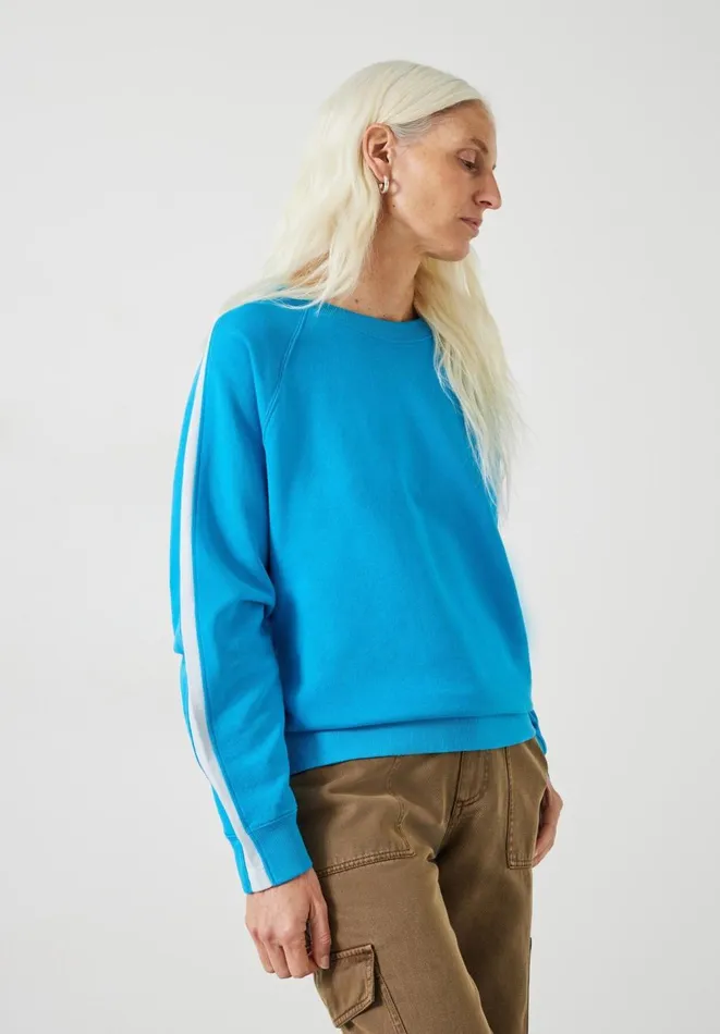 Hush Sweatshirts and Hoodies Women Maisie Cotton Striped Sweatshirt Blue Marine Hush Sweatshirts and Hoodies Women Maisie Cotton Striped Sweatshirt Blue Marine