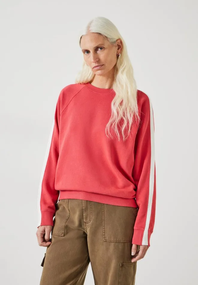 Hush Sweatshirts and Hoodies Women Maisie Cotton Striped Sweatshirt Poppy Red Hush Sweatshirts and Hoodies Women Maisie Cotton Striped Sweatshirt Poppy Red
