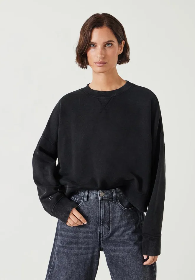 Hush Sweatshirts and Hoodies Women Micaela Cropped Sweatshirt Washed Black Hush Sweatshirts and Hoodies Women Micaela Cropped Sweatshirt Washed Black