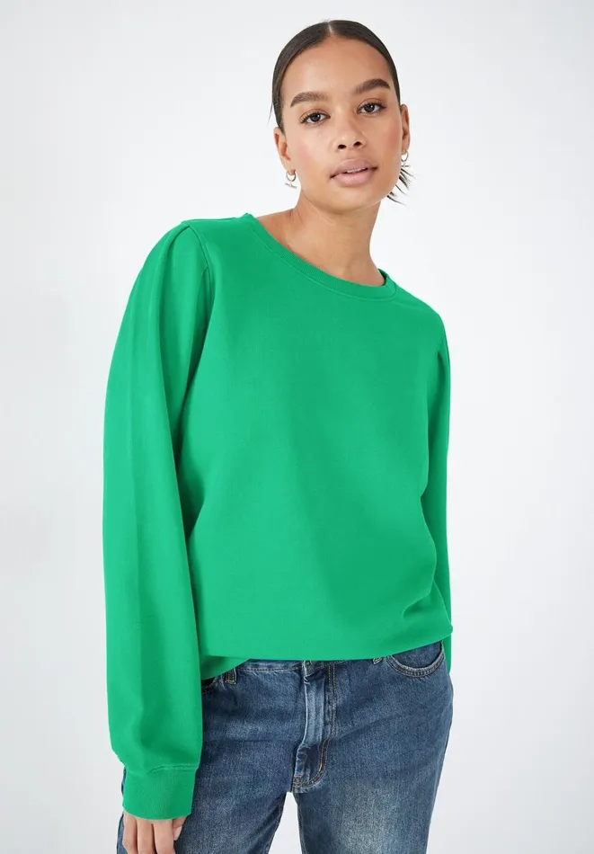 Hush Sweatshirts and Hoodies Women Minerva Pleat Sleeve Sweatshirt Vivid Green Hush Sweatshirts and Hoodies Women Minerva Pleat Sleeve Sweatshirt Vivid Green