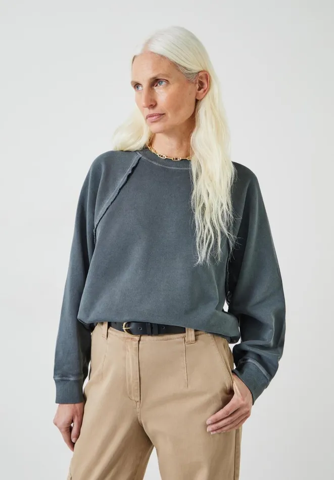 Hush Sweatshirts and Hoodies Women Nadine Relaxed Raglan Seam Sweatshirt Dark Slate Grey Hush Sweatshirts and Hoodies Women Nadine Relaxed Raglan Seam Sweatshirt Dark Slate Grey