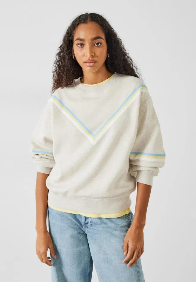 Hush Sweatshirts and Hoodies Women Winona Chervon Stripe Sweatshirt Grey Marl Hush Sweatshirts and Hoodies Women Winona Chervon Stripe Sweatshirt Grey Marl
