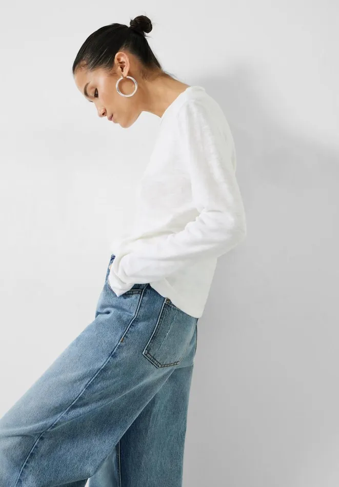 Hush Tops and Tshirts Women Addison Cotton Crew Neck Top White Hush Tops and Tshirts Women Addison Cotton Crew Neck Top White