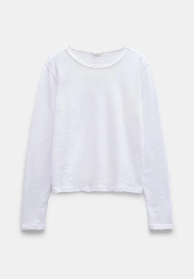 Hush Tops and Tshirts Women Addison Cotton Crew Neck Top White Hush Tops and Tshirts Women Addison Cotton Crew Neck Top White