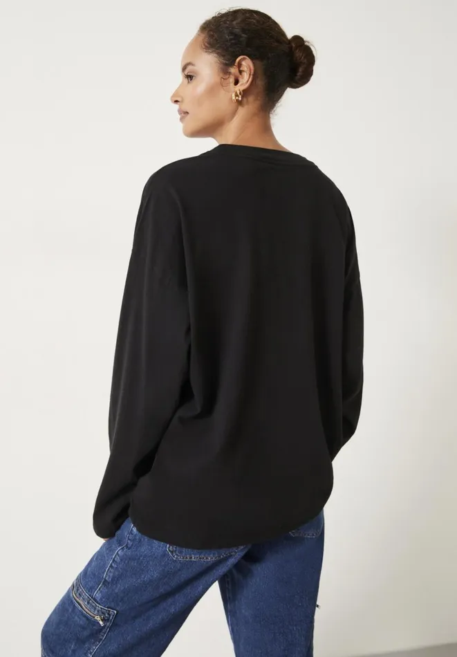 Hush Tops and Tshirts Women Aimee Oversized Top Black Hush Tops and Tshirts Women Aimee Oversized Top Black