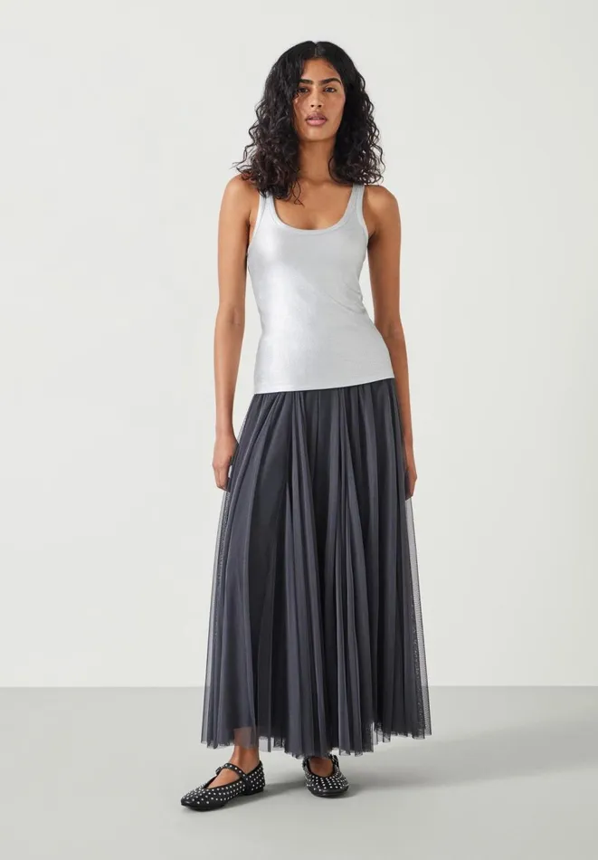 Hush Tops and Tshirts Women Alyssa Metallic Rib Vest Silver Hush Tops and Tshirts Women Alyssa Metallic Rib Vest Silver