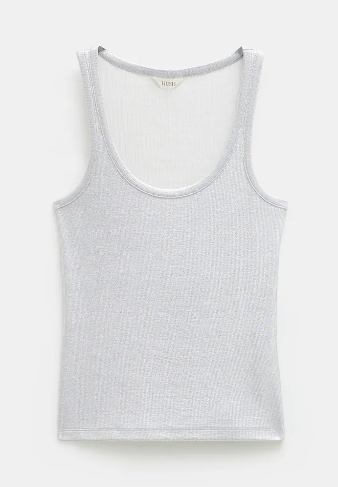 Hush Tops and Tshirts Women Alyssa Metallic Rib Vest Silver Hush Tops and Tshirts Women Alyssa Metallic Rib Vest Silver