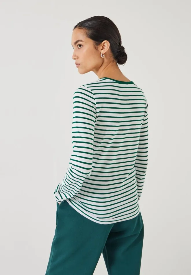 Hush Tops and Tshirts Women Anna Stripe Slim Fit Top Greenwhite Hush Tops and Tshirts Women Anna Stripe Slim Fit Top Greenwhite