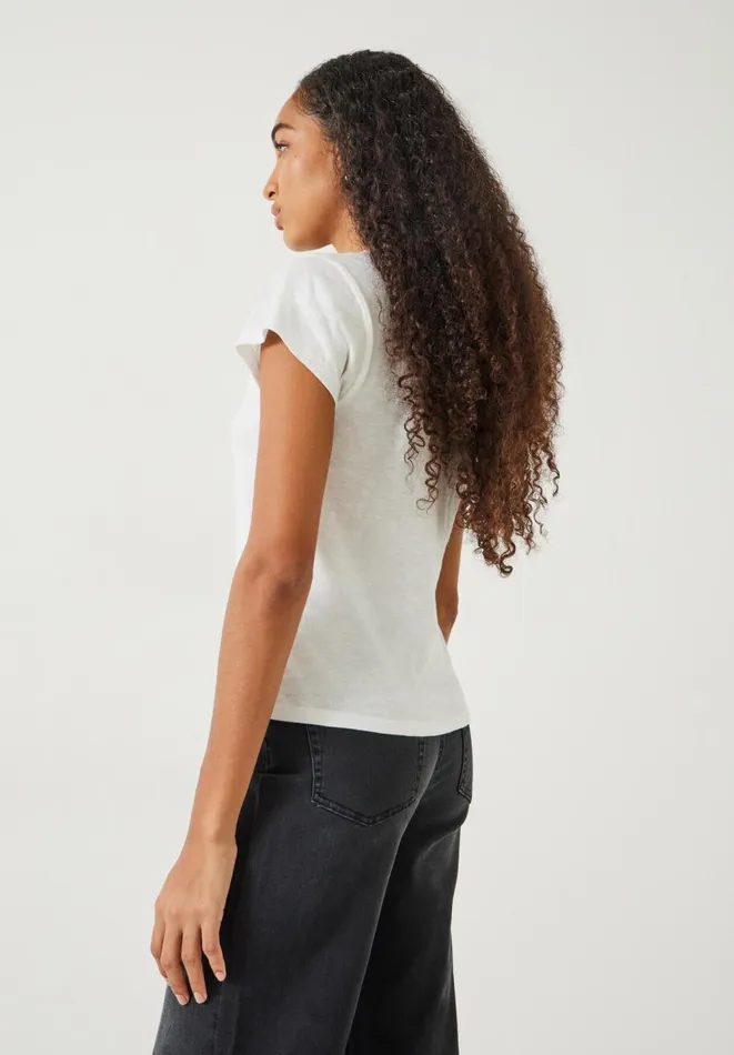 Hush Tops and Tshirts Women Ava Fitted Cotton Slub TShirt White Hush Tops and Tshirts Women Ava Fitted Cotton Slub TShirt White