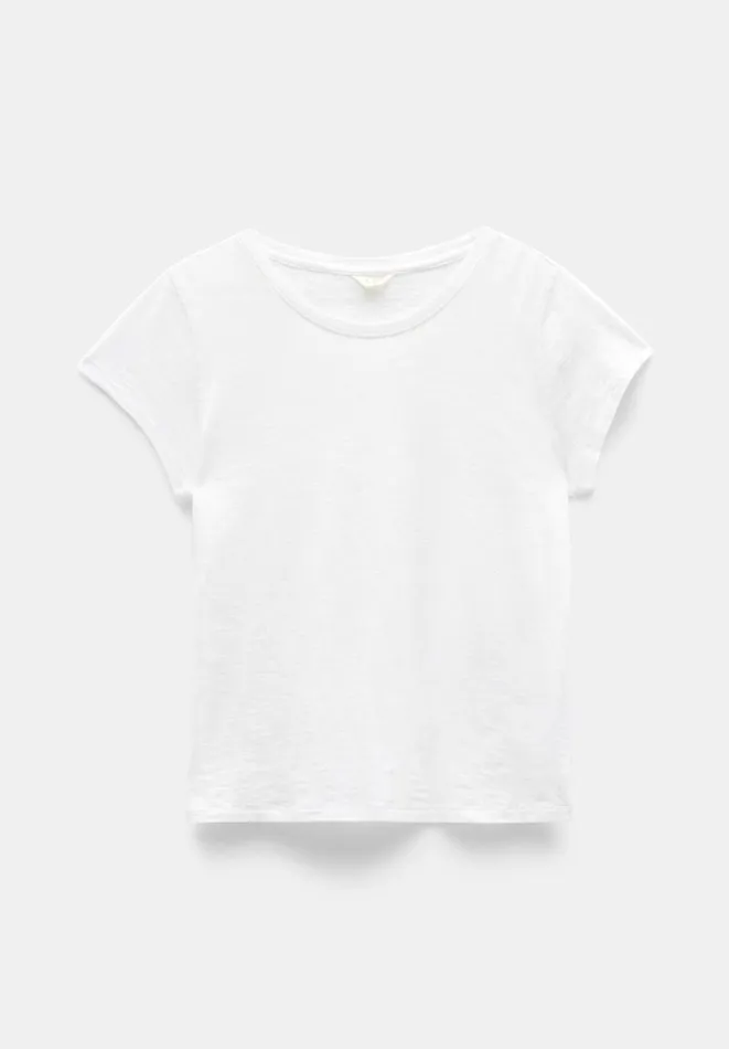Hush Tops and Tshirts Women Ava Fitted Cotton Slub TShirt White Hush Tops and Tshirts Women Ava Fitted Cotton Slub TShirt White