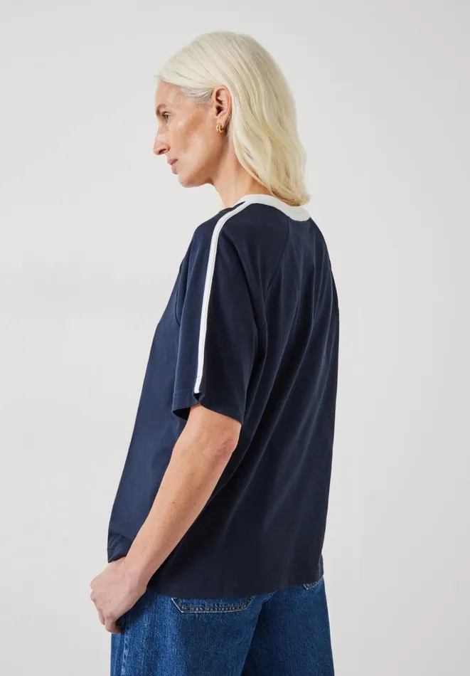 Hush Tops and Tshirts Women Bodie Cotton Contrast Ringer TShirt Dark Navy Hush Tops and Tshirts Women Bodie Cotton Contrast Ringer TShirt Dark Navy